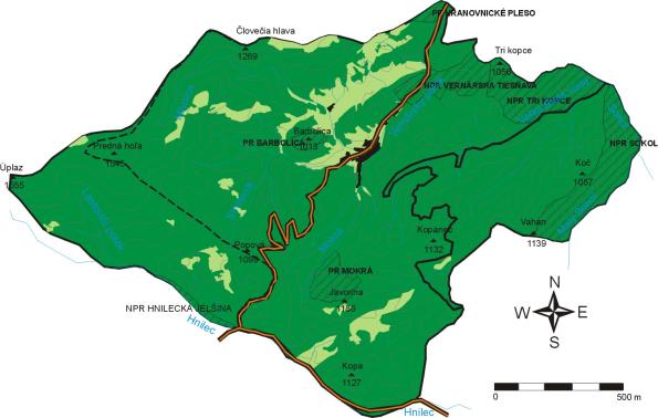 Všeobecno-geografická mapa katastra Vernára Autor: Slavomíra